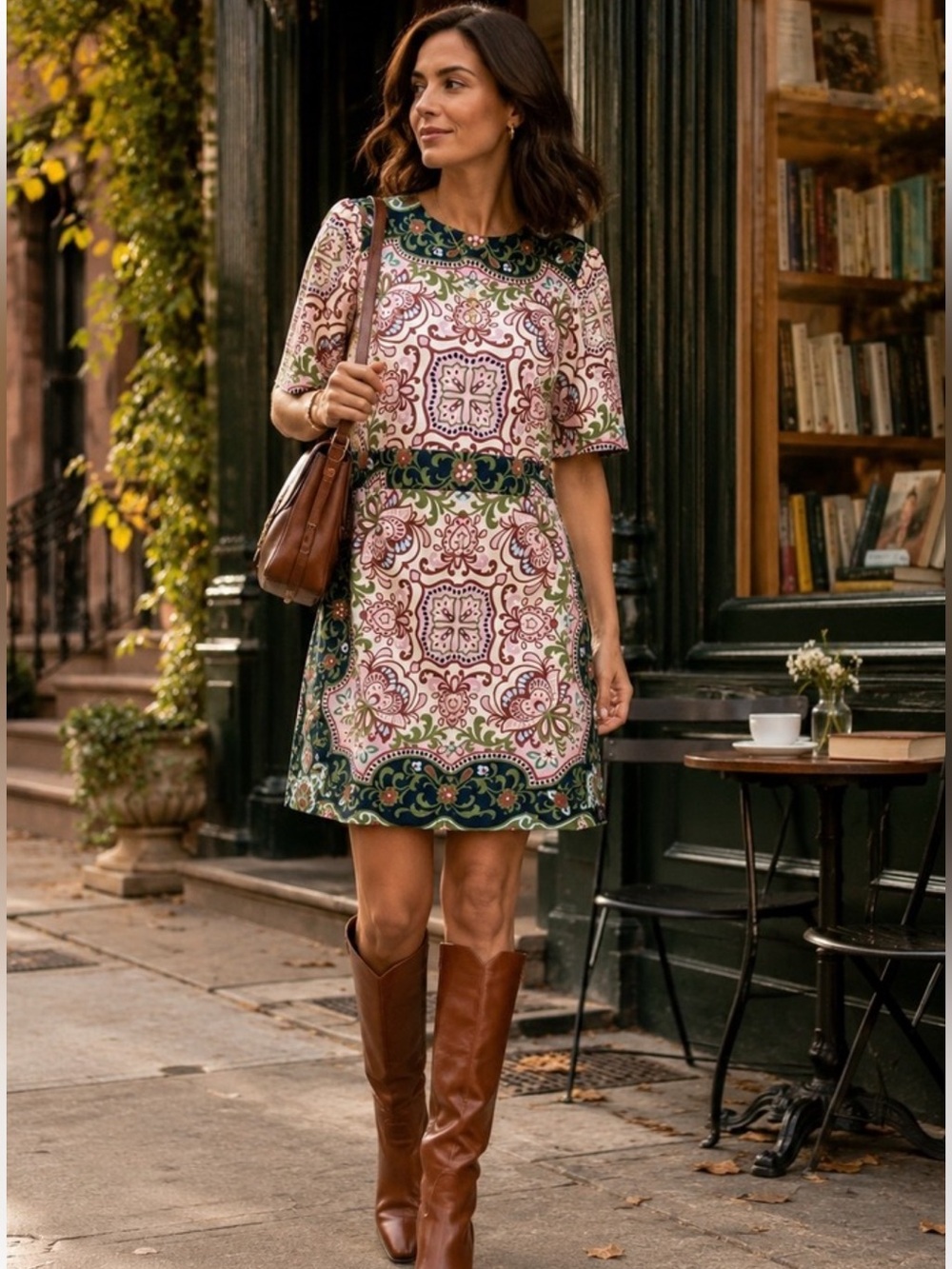 Boden Pink Navy Floral Medallion Shift Dress US 14R